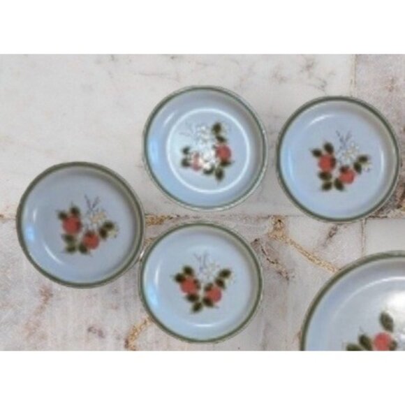 Set of 5 Vintage Stoneware Strawberry Patch Spring Collection Dessert Saucer Pla - Picture 3 of 12
